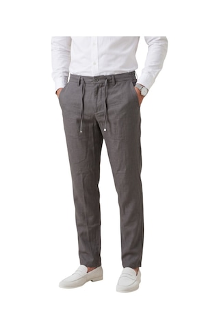 Deepsea Antrasit Slim Fit Likralı Keten Dokulu Lastikli Belli İpli Yazlık Erkek Pantolon 2603001