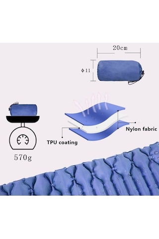 Prestigegoods Gm-am20 Şişme Kamp Uyku Matı Naylon+tpu Turuncu 190x66x6cm Turuncu