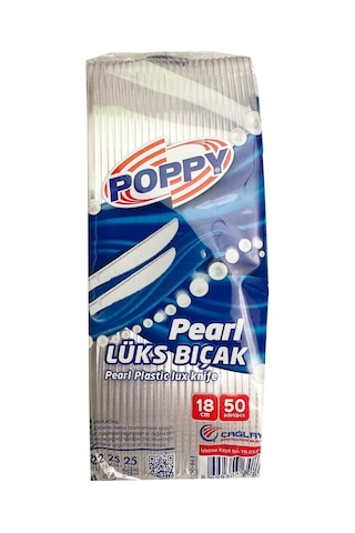 Poppy Plastik Lüks Şeffaf Tek Kullanımlık Bıçak - 3600 Adet-koli / 18 Cm. Şeffaf