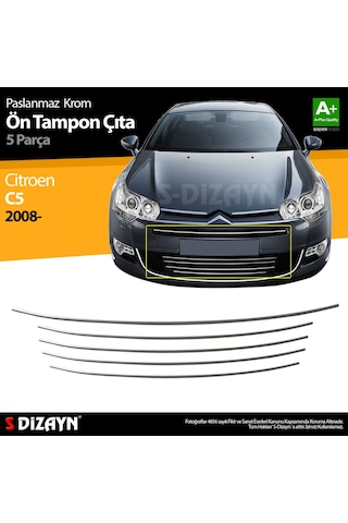 S-Dizayn  Citroen C5 Krom Ön Tampon Çıtası 5 Prç 2008 Üzeri
