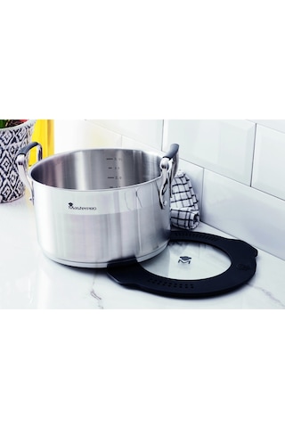 Masterpro Paslanmaz Çelik Tencere İndüksiyonlu İç İçe Geçme Özellikli Çok Fonksiyonlu Tencere Kapaklı 24 Cm Smart Serisi 3779