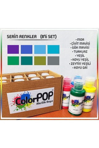 Colorpop Akrilik Hobi Boyaları 8'li Set 8 Adet 50ml Serin Renkler