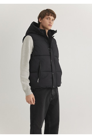 Mavi - Kapüşonlu Siyah Şişme Yelek 0110306-900