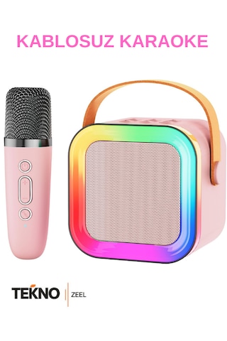 Teknozeel Mikrofonlu Karaoke 5 Ses Efektli Rgb Led Işıklı Bluetooth Kablosuz Hoparlör Ses Bombası