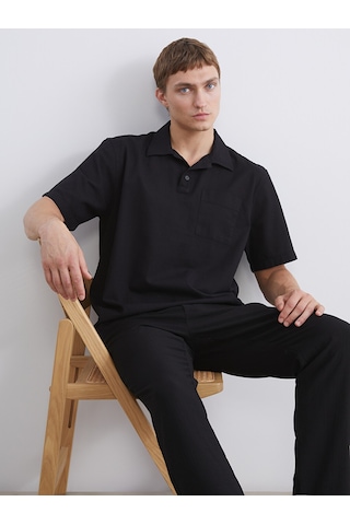 Lcw Vision Siyah Regular Fit Kısa Kollu Oxford Erkek Gömlek
