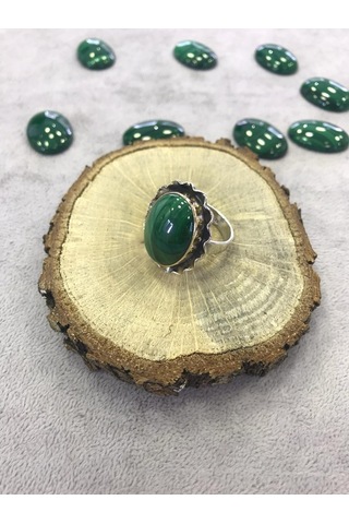Malahit Malakit Taşlı Gümüş 925 Ayar Yüzük 925 Ayar - 372519173