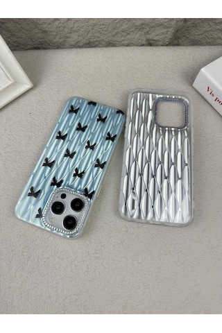 Apple Uyumlu iPhone 11 Fiyonk Desenli Sararmaz Sert Mika Premium Kalite Telefon Kılıfı Arka Kapak Mavi