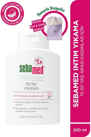 Sebamed Hassas Ciltler için ph 3.8 Dış Genital Bölge Temizleyici İntim Yıkama Jeli 200 ML + Ped Çantası