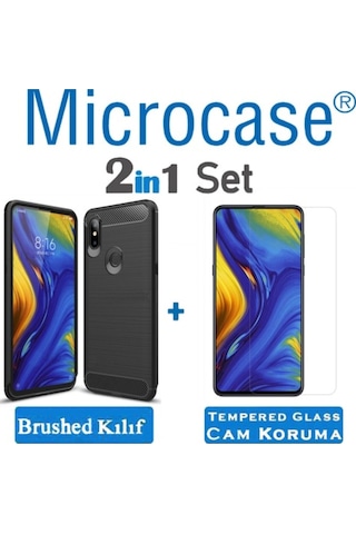 Xiaomi Mi Mix 3 Brushed Carbon Fiber Silikon Kilif + Ekran Koruma 310324155 - Seçenek / Ekran Koruma-Sadece Kilif Istiyorum