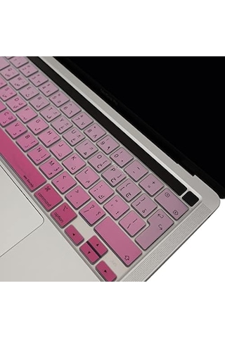 Macbook Pro Arapça Klavye Koruyucu Uk Iso Ters L Enter A2338 M1 M2 A2251 A2289 A2141 Uyumlu Silikon Keyboard Cover Touch Bar Pembe