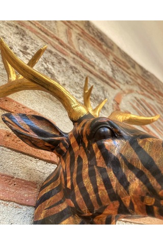 Geyik Duvar Bust Biblo Desenli