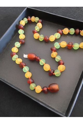 İpek Kehribar Litvanya Sertifikalı Hakiki Baltık Kehribar Bebek Diş Kolyesi 0-3 Yaş