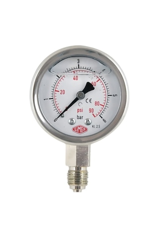 Simga 0-25 Bar Çap Ø63 MM ALTtan Bağlantılı Gliserinli Manometre