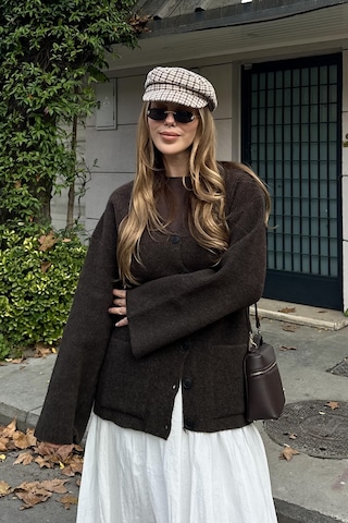 Kahverengi Çift Cepli Hırka - 04622 Kahverengi