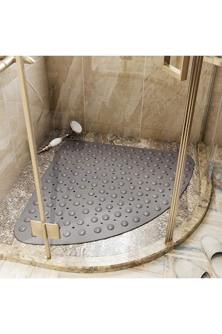 Mainshop Paspas Banyo Duş Küvet Için Vantuzlu Su Drenajlı 54x54 Cm M-163 Gri