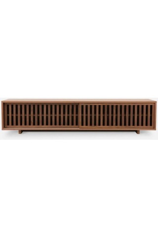 Linea Ahşap Modern Tv Ünitesi Sürgü Izgara Kapaklı Natural