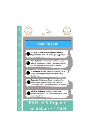 Özel Üretim %100 Doğal Güzel Kokulu El Yüz Saç Vücut Cilt Orijinal Kil Sabunu - 1 Adet