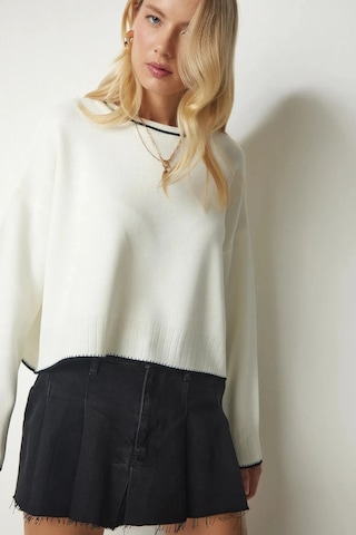 Melinoi Kadın Bej Ekru Basic Triko Kazak - Beige Ecru Basic Knitwear Sweater For Women Mqd001 Ekru Beyaz - 587876630 Ekru Beyaz