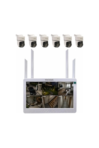 Rose 6 Ptz Kameralı 10.1'' Lcd Ekranlı Sesli Kablosuz Wifi Kamera Seti