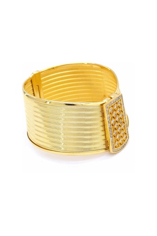 22 Altın Altın Kaplama Taşlı 9 Sıra Trabzon Kelepçe Bilezik Altın