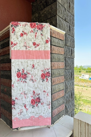 Sofline Çift Kişilik Çok Amaçlı Pike, Yazlık Pike, Desenli Pike, Yatak Örtüsü Pike 195x220cm Pembe