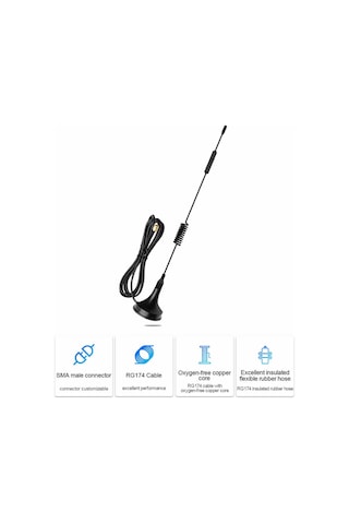 868mhz Dış Mekan Anten Sma Erkek 1 Metre Kablo 26cm 6dbi 50ohm Mıknatıslı Lora Gsm Wifi Sma Rf Sinya