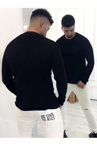 Elku Moda Kazak Slim Fit Naturel Örme Pamuk Tüylenmeyen Triko Dar Kesim Body Kazak 001