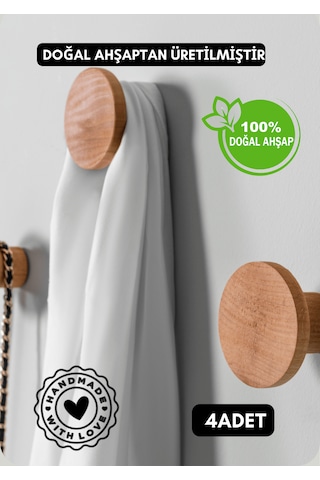 Halohope 4'lü El Yapımı Ahşap Duvar Askısı Dekoratif -şık Tasarım Ahşap