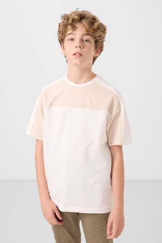 Tommylife Ekru Pamuklu Yumuşak Dokulu Oversize Fit Baskılı Erkek Çocuk T-shirt - 11290 Ekru