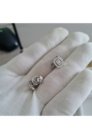 Beyaz Altın Baget Küpe N11.8464