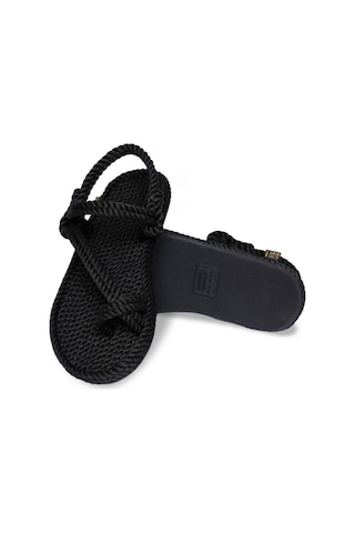 Nomadic Republic Hawaii Kauçuk Tabanlı Kadın Halat Sandalet HAW.0020.K.T-R1534 Siyah