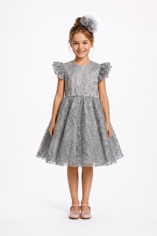 Mnk Baby & Kids Floare Kız Çocuk Abiye Elbise M00850 Gri