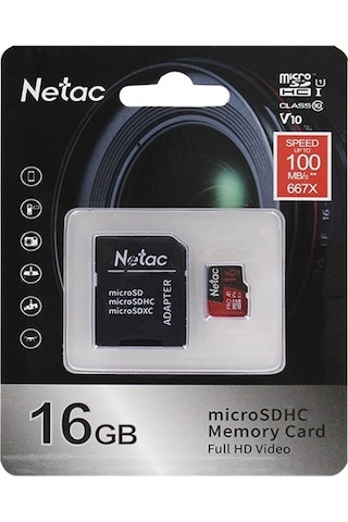 Netac 16Gb Microsdhc Hafıza Kartı V10 U1 C10 Nt02P500Pro-016G-R