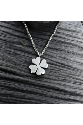 925 Ayar Gümüş Yonca Model Unisex Kolye Gümüş