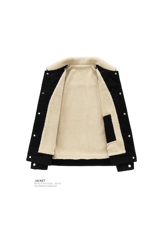 Sonbahar/kış Modası Bol Kesim Kalın Kadife Erkek Ceket Retro Trend Yaka Beyaz