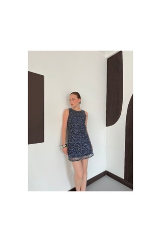 Verymoda Pullu Sıfır Kol Elbise D3120 Lacivert