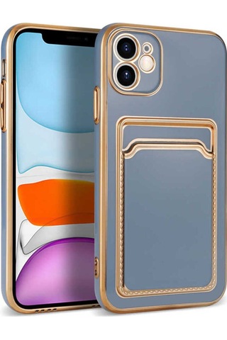 Apple Uyumlu iPhone 11 Kılıf Zore Bark Kartlıklı Kapak Mavi