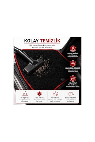 Aycar Oto Store Suzuki Vitara Uyumlu Kaymaz Tabanlı Siyah Halı Paspas Kırmızı Dikişli