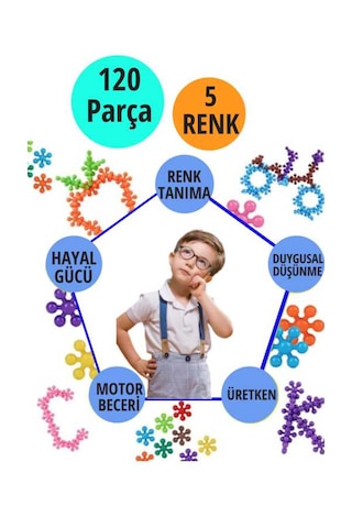 Kar Tanesi Eğitici Yaratıcı Molekül Stem Eğitimi Uyumlu 5 Renk 12