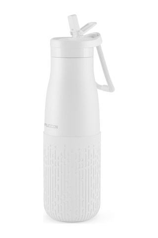 Puccon Pipetli 500 Ml Beyaz Paslanmaz Çelik Matara/suluk - Silikon Gövde Yağmur - 50013