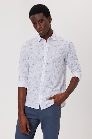 Lee Cooper Sanremo Erkek Dokuma Gömlek 15812 Beyaz Lacivert Beyaz - Lacivert