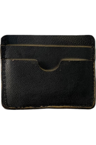 Gerçek Deri Antik Siyah El Yapımı Deri Kartlık Siyah