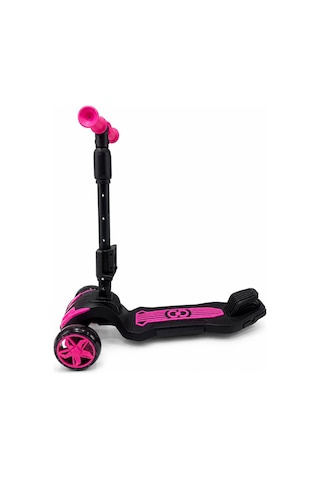 Combo Oturaklı 3 Tekerlekli Katlanabilir Led Işıklı Scooter Pembe