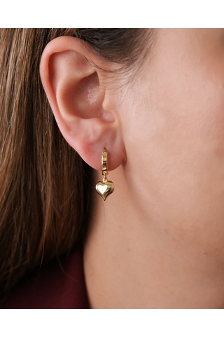 Debora Jewelry 14 Ayar Altın Kalp Sallantı Küpe