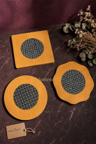 Ahşap Tencere Tava Çaydanlık Atlığı Nihale Seti 3 Lü Set