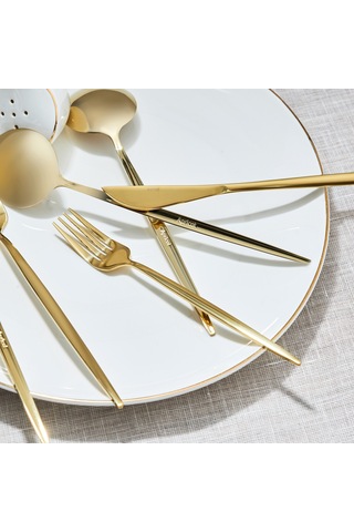 Apricot Faro 24 Parça 6 Kişilik Çatal Kaşık Bıçak Kutulu Shiny Gold