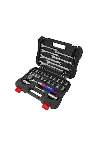 Workpro Wp202528 3/8 Metrik/inç 32 Parça Cr-v Profesyonel Lokma Ve Kombine Anahtar Takımı