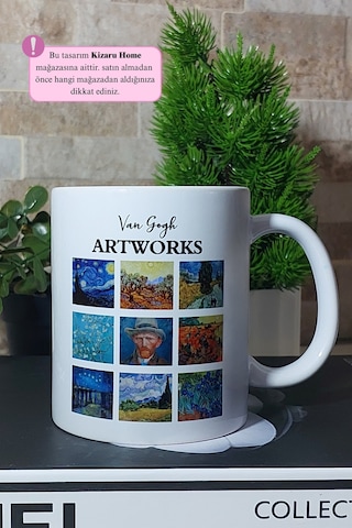 Van Gogh -tarihi Sanat Tasarımlı Artworks Baskılı Porselen Kupa Bardak Çok Renkli