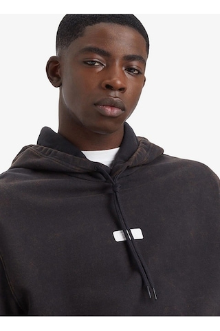 Levi's Erkek Oversize Kapüşonlu Sweatshirt - Vintage Stil - Günlük Kullanım Siyah
