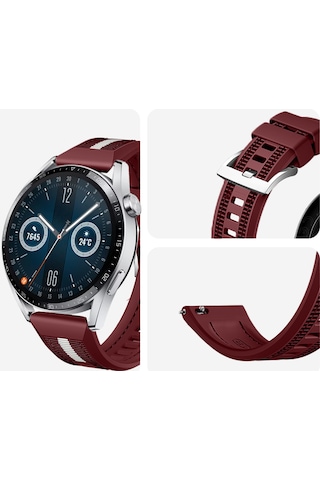 Huawei Watch Gt3 Pro Gt3 Gt2 46mm Sportstripe Örgü Desen Metal Tokalı Silikon Akıllı Saat Kordonu